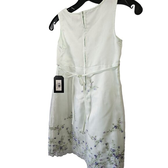 Mint Floral Overlay Child's Dress - Picture 5 of 6